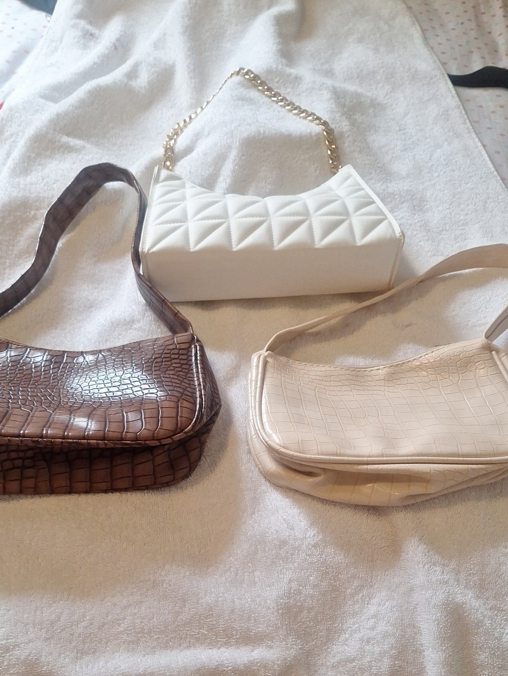 White Quilted Chain-Handle Shoulder Bag - Women Bags